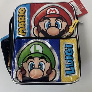 Super Mario & Luigi Insulated Lunch Box 3D Design Multicolor NWT Nintendo